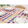 PurpleEssences 4th of July Buffalo Plaid Placemats, Set of 4, Washable Spill Proof Double Layer Woven Checkered placemat for Dining Table and Kitchen – 13 x 19 Inch – Labor Day – Red Blue and White(4th of July Red Blue and White)