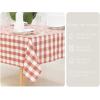 PurpleEssences 4th of July Buffalo Plaid Tablecloth – Water Resistant Wipeable Washable Checkered Table Cloth for Outdoor Picnic Dining – 60 x 104 Inch – Labor Day – Red Blue and White(Buffalo Plaid – Rust/Ivory)