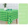 PurpleEssences 4th of July Buffalo Plaid Tablecloth – Water Resistant Wipeable Washable Checkered Table Cloth for Outdoor Picnic Dining – 60 x 104 Inch – Labor Day – Red Blue and White(Buffalo Plaid – St Patricks Green)