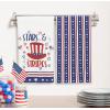 PurpleEssences 4th of July Kitchen Towels 100% Cotton – Pack of 2-18×28 inches – Independence Day Indoor Decorations – Labor Day – Red White Blue – America Heart(Stars and Stripes)