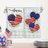 PurpleEssences 4th of July Kitchen Towels 100% Cotton – Pack of 2-18×28 inches – Independence Day Indoor Decorations – Labor Day – Red White Blue – America Heart(America Heart)