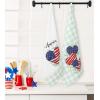 PurpleEssences 4th of July Kitchen Towels 100% Cotton – Pack of 2-18×28 inches – Independence Day Indoor Decorations – Labor Day – Red White Blue – America Heart(America Heart)