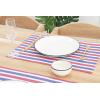 PurpleEssences 4th of July Striped Placemats, Set of 4, Washable Double Layer Woven placemat for Dining Table and Kitchen – 13 x 19 Inch – Labor Day – Red Blue and White(4th of July Red Blue and White)