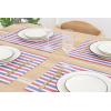 PurpleEssences 4th of July Striped Placemats, Set of 4, Washable Double Layer Woven placemat for Dining Table and Kitchen – 13 x 19 Inch – Labor Day – Red Blue and White(4th of July Red Blue and White)