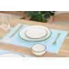 PurpleEssences 4th of July Striped Placemats, Set of 4, Washable Double Layer Woven placemat for Dining Table and Kitchen – 13 x 19 Inch – Labor Day – Red Blue and White(Aqua Blue and White)
