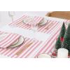PurpleEssences 4th of July Striped Placemats, Set of 4, Washable Double Layer Woven placemat for Dining Table and Kitchen – 13 x 19 Inch – Labor Day – Red Blue and White(Homestead Stripe – White With Red Stripes)