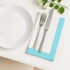 PurpleEssences Aqua Blue and White Cloth Napkins – 18×18 Set of 6-100% Cotton Elegant Hemstitch Dinner Napkins with 1″ Solid Edges, Durable, Washable – Fall Thanksgiving Table Décor(Aqua Blue White)