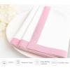 PurpleEssences Aqua Blue and White Cloth Napkins – 18×18 Set of 6-100% Cotton Elegant Hemstitch Dinner Napkins with 1″ Solid Edges, Durable, Washable – Fall Thanksgiving Table Décor(Blush Pink White)