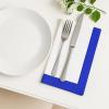 PurpleEssences Aqua Blue and White Cloth Napkins – 18×18 Set of 6-100% Cotton Elegant Hemstitch Dinner Napkins with 1″ Solid Edges, Durable, Washable – Fall Thanksgiving Table Décor(Blue White)