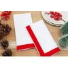 PurpleEssences Aqua Blue and White Cloth Napkins – 18×18 Set of 6-100% Cotton Elegant Hemstitch Dinner Napkins with 1″ Solid Edges, Durable, Washable – Fall Thanksgiving Table Décor(Red White)