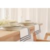 PurpleEssences Black and White Cloth Napkins – 18×18 Inch Set of 6-100% Cotton Elegant Hemstitch Dinner Napkins with 1.5″ Stripe Edges, Durable, Washable – Fall Thanksgiving Halloween Table Décor(Black)