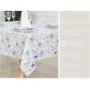 PurpleEssences Blue Floral Tablecloth Classic French Village Linen Fabric Table Cover Farmhouse Decoration 60 Inches Round/Oblong Blue for Spring Summer Easter Kitchen Dining(Blue Floral – Blue/Cream)