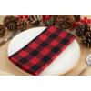 PurpleEssences Buffalo Plaid Cloth Napkins – Mitered Corners – 4th of July Gingham Check Dinner Napkin – Set of 12-100% Cotton – 18×18 Inch – Reusable Washable – Labor Day – Red White Blue(Red Black)