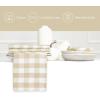 PurpleEssences Buffalo Plaid Cloth Napkins – Mitered Corners – 4th of July Gingham Check Dinner Napkin – Set of 12-100% Cotton – 18×18 Inch – Reusable Washable – Labor Day – Red White Blue(Beige White)