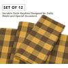 PurpleEssences Buffalo Plaid Cloth Napkins – Mitered Corners – 4th of July Gingham Check Dinner Napkin – Set of 12-100% Cotton – 18×18 Inch – Reusable Washable – Labor Day – Red White Blue(Golden Yellow Nut Brown)