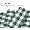 PurpleEssences Buffalo Plaid Cloth Napkins – Mitered Corners – 4th of July Gingham Check Dinner Napkin – Set of 12-100% Cotton – 18×18 Inch – Reusable Washable – Labor Day – Red White Blue(Forest Green White)
