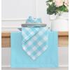 PurpleEssences Buffalo Plaid Cloth Napkins – Mitered Corners – 4th of July Gingham Check Dinner Napkin – Set of 12-100% Cotton – 18×18 Inch – Reusable Washable – Labor Day – Red White Blue(Aqua Blue White)