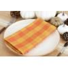 PurpleEssences Buffalo Plaid Cloth Napkins – Mitered Corners -Fall Thanksgiving Gingham Check Dinner Napkin – Set of 12-100% Cotton – 18×18 Inch – Reusable Washable – Nut Brown and Half White(Orange Golden Yellow)