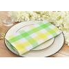PurpleEssences Buffalo Plaid Cloth Napkins – Mitered Corners -Fall Thanksgiving Gingham Check Dinner Napkin – Set of 12-100% Cotton – 18×18 Inch – Reusable Washable – Nut Brown and Half White(Yellow Green White)