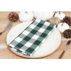 PurpleEssences Buffalo Plaid Cloth Napkins – Mitered Corners -Fall Thanksgiving Gingham Check Dinner Napkin – Set of 12-100% Cotton – 18×18 Inch – Reusable Washable – Nut Brown and Half White(Forest Green White)