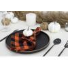 PurpleEssences Buffalo Plaid Cloth Napkins – Mitered Corners -Fall Thanksgiving Gingham Check Dinner Napkin – Set of 12-100% Cotton – 18×18 Inch – Reusable Washable – Nut Brown and Half White(Orange Black)