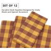 PurpleEssences Buffalo Plaid Cloth Napkins – Mitered Corners -Fall Thanksgiving Gingham Check Dinner Napkin – Set of 12-100% Cotton – 18×18 Inch – Reusable Washable – Nut Brown and Half White(Pumpkin Spice Rust)
