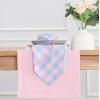 PurpleEssences Buffalo Plaid Cloth Napkins – Mitered Corners -Fall Thanksgiving Gingham Check Dinner Napkin – Set of 12-100% Cotton – 18×18 Inch – Reusable Washable – Nut Brown and Half White(Light Blue Blush Pink)