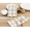 PurpleEssences Buffalo Plaid Cloth Napkins – Mitered Corners -Fall Thanksgiving Gingham Check Dinner Napkin – Set of 12-100% Cotton – 18×18 Inch – Reusable Washable – Nut Brown and Half White(Beige White)