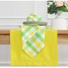 PurpleEssences Buffalo Plaid Cloth Napkins – Mitered Corners -Fall Thanksgiving Gingham Check Dinner Napkin – Set of 12-100% Cotton – 18×18 Inch – Reusable Washable – Nut Brown and Half White(Yellow Green White)