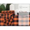 PurpleEssences Buffalo Plaid Cloth Napkins – Mitered Corners -Fall Thanksgiving Gingham Check Dinner Napkin – Set of 12-100% Cotton – 18×18 Inch – Reusable Washable – Nut Brown and Half White(Orange Black)