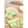 PurpleEssences Buffalo Plaid Cloth Napkins – Mitered Corners -Fall Thanksgiving Gingham Check Dinner Napkin – Set of 12-100% Cotton – 18×18 Inch – Reusable Washable – Nut Brown and Half White(Yellow Green White)