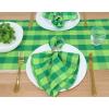 PurpleEssences Buffalo Plaid Cloth Napkins – Mitered Corners -Fall Thanksgiving Gingham Check Dinner Napkin – Set of 12-100% Cotton – 18×18 Inch – Reusable Washable – Nut Brown and Half White(St Patricks Green)