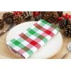 PurpleEssences Buffalo Plaid Cloth Napkins – Mitered Corners -Fall Thanksgiving Gingham Check Dinner Napkin – Set of 12-100% Cotton – 18×18 Inch – Reusable Washable – Nut Brown and Half White(Red Green White)