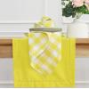 PurpleEssences Buffalo Plaid Cloth Napkins – Mitered Corners -Fall Thanksgiving Gingham Check Dinner Napkin – Set of 12-100% Cotton – 18×18 Inch – Reusable Washable – Nut Brown and Half White(Yellow White)