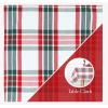 PurpleEssences Buffalo Plaid Cloth Napkins – Mitered Corners -Fall Thanksgiving Gingham Check Dinner Napkin – Set of 12-100% Cotton – 18×18 Inch – Reusable Washable – Nut Brown and Half White(Homestead Plaid Red/Green/White)