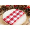 PurpleEssences Buffalo Plaid Cloth Napkins – Mitered Corners -Fall Thanksgiving Gingham Check Dinner Napkin – Set of 12-100% Cotton – 18×18 Inch – Reusable Washable – Nut Brown and Half White(Red White)