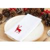 PurpleEssences Christmas Embroidered Hemstitch 100% Cotton Napkin for Holidays, Family Gatherings & Dinner – Set of 6-18×18 inch – Red – Snowflakes(White – Reindeer)