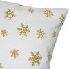 PurpleEssences Christmas Metallic Beige Throw Pillow Covers 18×18 Set of 2 | Decorative Cotton Lurex Metallic Finish Cushion Covers for Sofa Couch Bed | Holiday Winter(Snowflakes-gold)