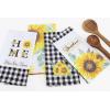 PurpleEssences Cotton Kitchen Towels Set of 4 – 16×26 in Summer Prints – Absorbent, Reusable Tea Towels for Seasonal Kitchen Décor – Camping(Sunflower)
