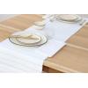 PurpleEssences Dobby Stripe Ribbed Woven Table Runner with Multi-Tassels Farmhouse Dining Room Decor – Fall Thanksgiving – 14 x 90 Inch – Red and White(Aqua Blue and White)