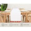 PurpleEssences Dobby Stripe Ribbed Woven Table Runner with Multi-Tassels Farmhouse Dining Room Decor – Fall Thanksgiving – 14 x 90 Inch – Red and White(Red and White)