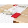 PurpleEssences Dobby Stripe Ribbed Woven Table Runner with Multi-Tassels Farmhouse Dining Room Decor – Fall Thanksgiving – 14 x 90 Inch – Red and White(Red and White)