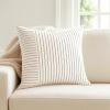 PurpleEssences Double Pin Striped Patchwork Farmhouse Pillow Covers Set of 2, 20×20 Inch Cotton Decorative Cushion Covers for Sofa, Couch, Chair & Bedroom Décor Fall Thanksgiving – Brown and H.White(Brown and H.white)