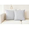 PurpleEssences Double Pin Striped Patchwork Farmhouse Pillow Covers Set of 2, 20×20 Inch Cotton Decorative Cushion Covers for Sofa, Couch, Chair & Bedroom Décor Fall Thanksgiving – Brown and H.White(Black and H.white)