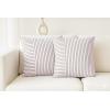 PurpleEssences Double Pin Striped Patchwork Farmhouse Pillow Covers Set of 2, 20×20 Inch Cotton Decorative Cushion Covers for Sofa, Couch, Chair & Bedroom Décor Fall Thanksgiving – Brown and H.White(Brown and H.white)