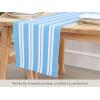 PurpleEssences Double Stripe Ribbed Woven Table Runner Dining Room Boho Farmhouse Decor – Fall Thanksgiving – 14 x 72 Inch – Biscuit and H.White(Aqua Blue and White)