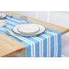 PurpleEssences Double Stripe Ribbed Woven Table Runner Dining Room Boho Farmhouse Decor – Fall Thanksgiving – 14 x 72 Inch – Biscuit and H.White(Aqua Blue and White)