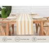 PurpleEssences Double Stripe Ribbed Woven Table Runner Dining Room Boho Farmhouse Decor – Fall Thanksgiving – 14 x 72 Inch – Biscuit and H.White(Biscuit and H.white)