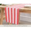 PurpleEssences Double Stripe Ribbed Woven Table Runner Dining Room Boho Farmhouse Decor – Fall Thanksgiving – 14 x 72 Inch – Biscuit and H.White(Red and White)