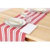 PurpleEssences Double Stripe Ribbed Woven Table Runner Dining Room Boho Farmhouse Decor – Fall Thanksgiving – 14 x 72 Inch – Biscuit and H.White(Red and White)
